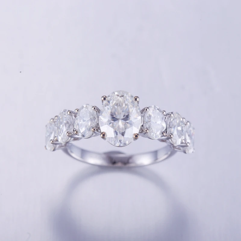 

14K gold moissanite jewelry ring oval shape cut solid white gold moissanite engagement ring set