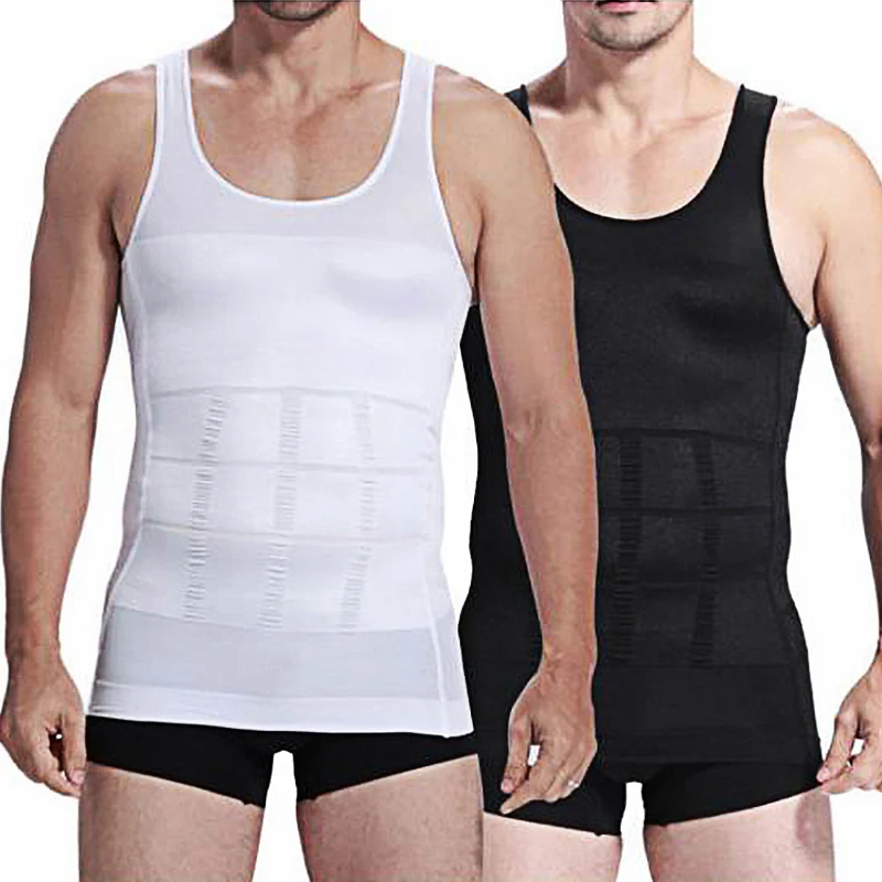 

Men Slimming Body Shaper Tummy Shapewear Fat Burning Vest Modeling Underwear Corset Waist Trainer Muscle Girdle Shirt, Black