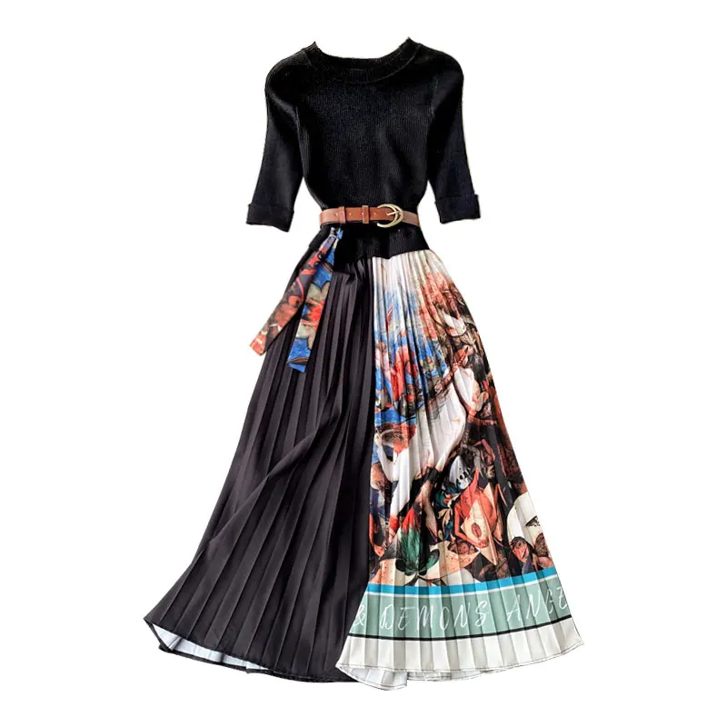 

Kedier Round Neck Short Sleeve Belt Dresses High Waist Womens Black Long Party Dress Summer Casual For Black Women