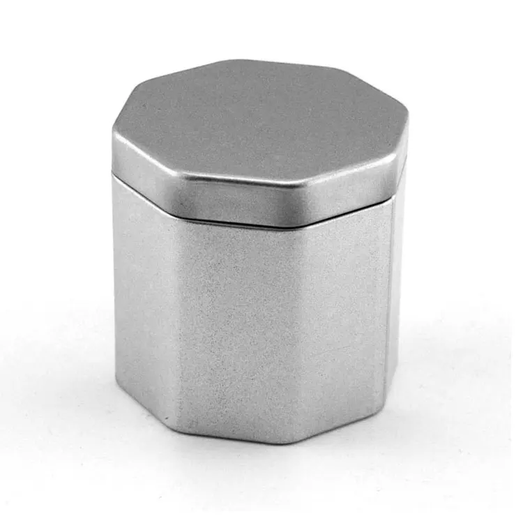 
Custom logos silver tea tins cans box octagonal shape tea tin box  (60730856471)