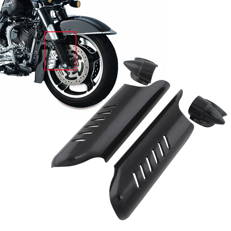 Glossy Black Fork Lower Leg Deflector Shield Cover For Harley Touring FLHT 00-13 