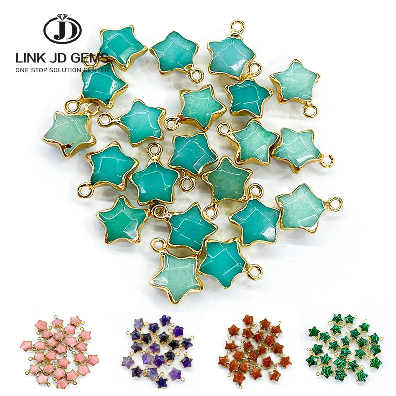 

Fashion Necklace Charms Electroplated Gold Edge Star Shape Pendant Tight Eye Turquoise Crystal Pendants For DIY