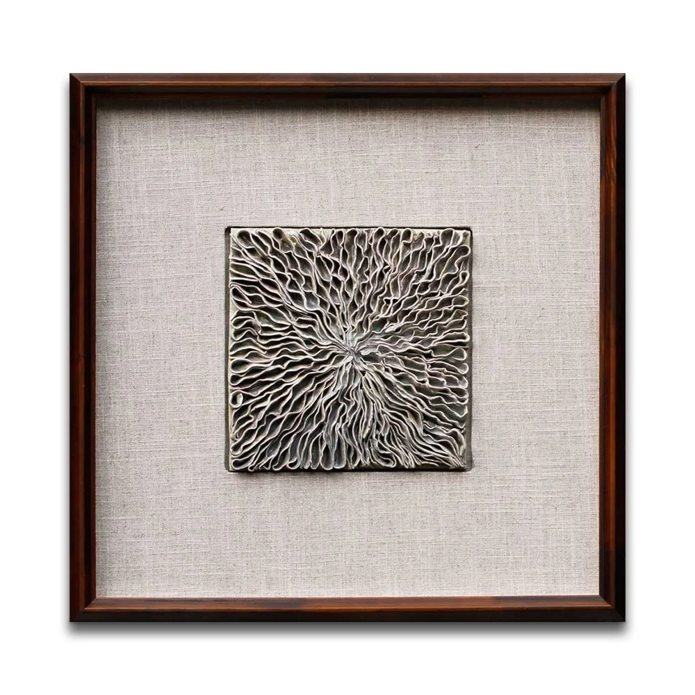 

Villa Hotel Wall Hanging Pottery Decor Gray Pleats Refractory Ceramics Wall Art