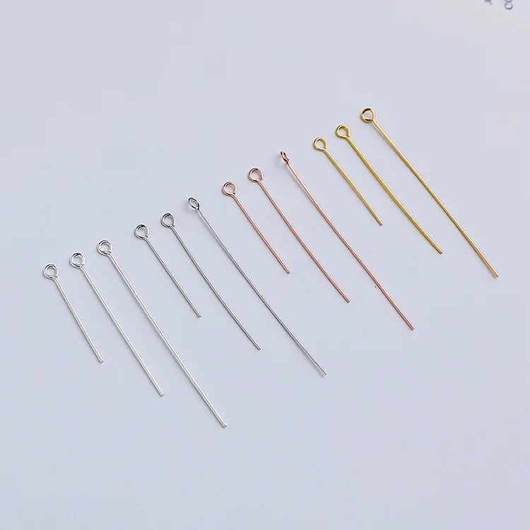 0.5mm Eye Pins 925 Sterling Silver Simply Hollow Round Head Pins For DIY Jewelry Making