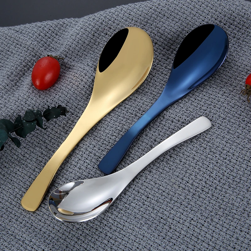 

Table serving golden big soup spoon restaurant stainless steel spoons, Silver/gold/rose gold/black