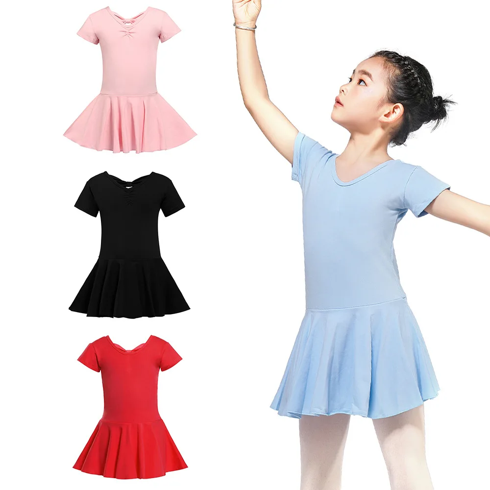 

Hot Sale Simple Solid Color Custom Designer Bowknot Short Sleeve Princess Girls Tutu Dress Kids Dancing Wear Ballet Dance Dress