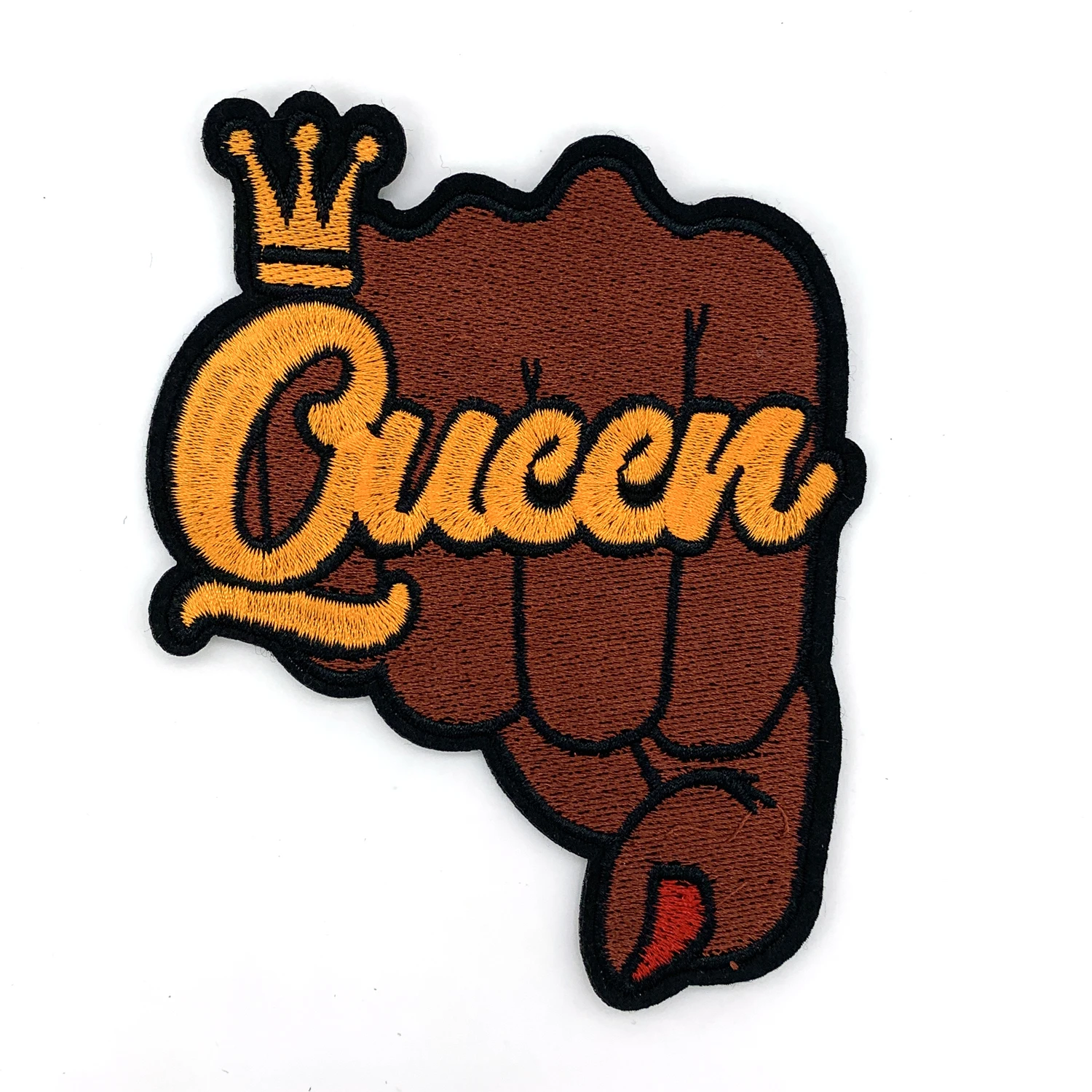 

Hot Sales Custom Finest-Quality Black Fist Large Queen Patch Iron On Embroidery Patch