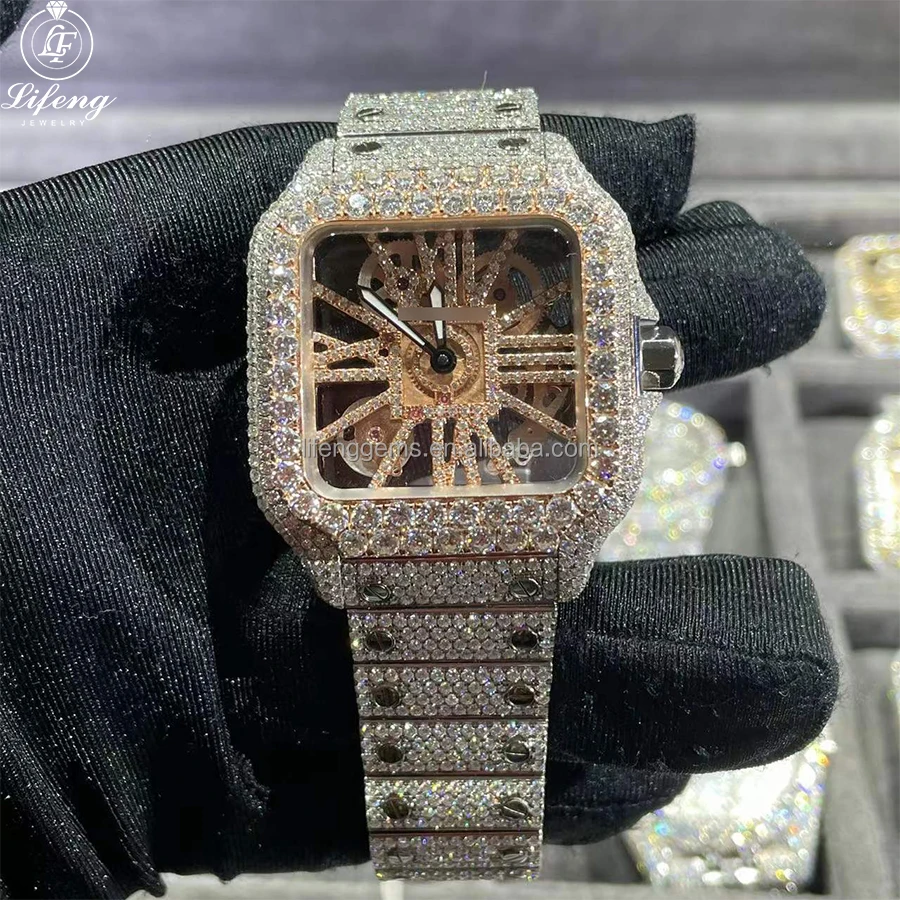 

Ready to ship Moissanite Studded Iced Out Watch Skeleton Diamond Men's Jewelry Quartz Watch Diamond Watches Luxury Jewelry