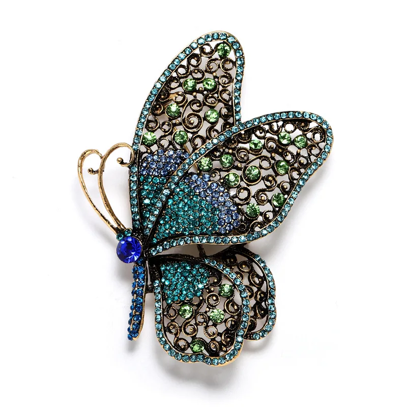 

Designer Crystal Butterfly Brooches Women Accessories Jewelry 2021 Luxury Vintage Colorful Rhinestone Insect Brooch Pin, Picture shows