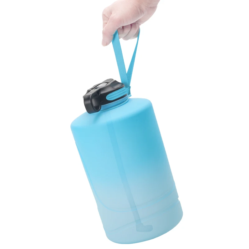 

2021new one gallon sport water bottle Large Capacity motivational Water Bottle PETG Plastic Time Marker custom logo packing, Customized color