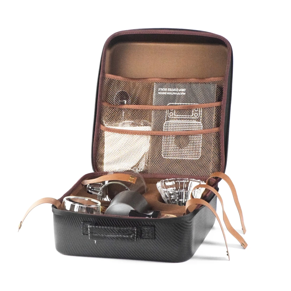 

Custom Wholesale Coffee Accessories Coffee Maker Gift Box Set V60 Dripper Server Grinder Scale with Timer Travel Bag TS05 Nenya