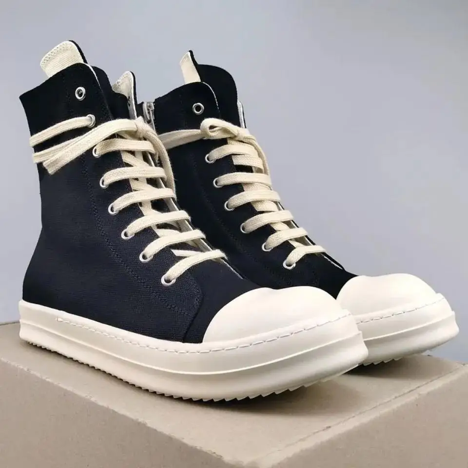 

New Casual Custom Flat Canvas Casual womens men's women plus size pink Rick Owens High Martin boots wallet Shoes, As picture