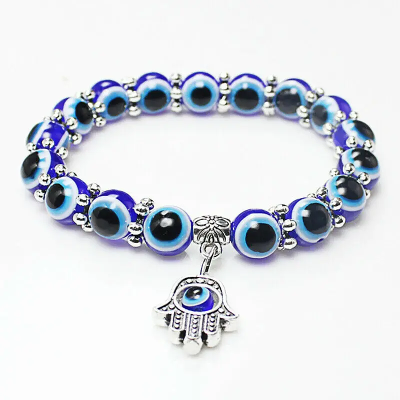 Fashion Jewelry Accessories Blue Eye Bracelet Charm Stainless Steel Beaded Bracelets For Women