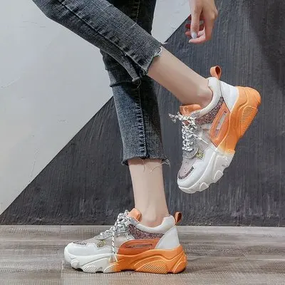 

Summer New Arrivals High Quality Fashion Korean Style Mesh Breathable Lace Up Sport Casual Sneakers Shoes Women 2021