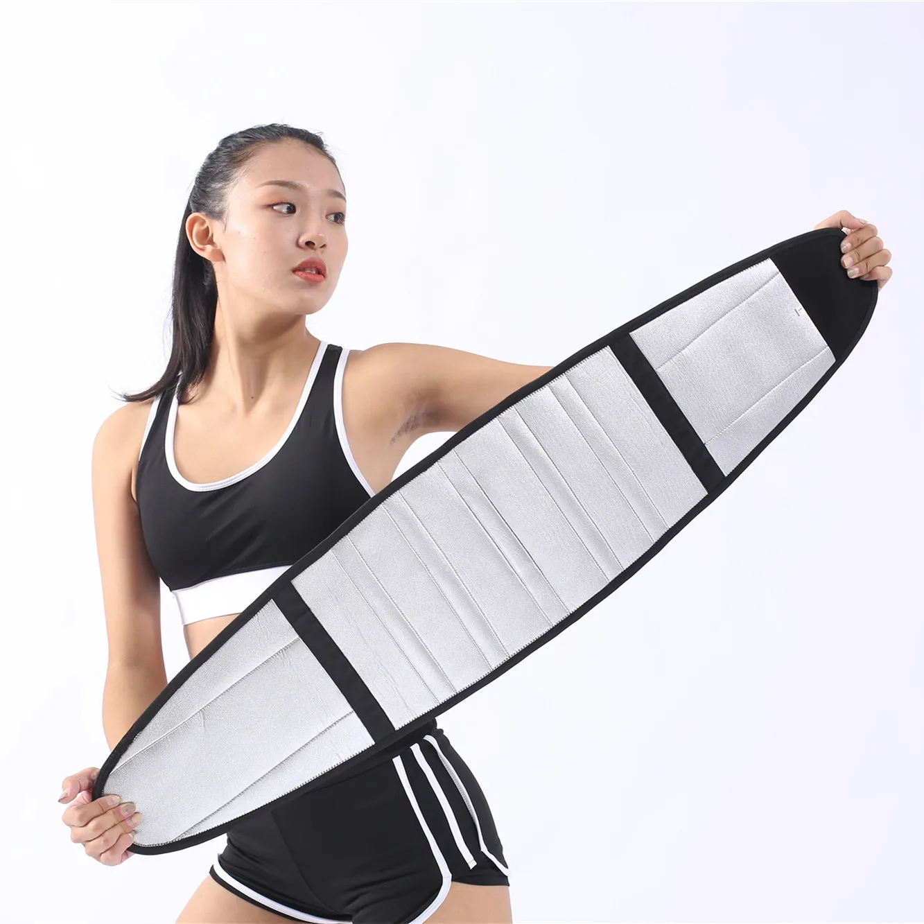 

fajas best seller nano silver neoprene adjustable compression strap waist trainer belt for slimming body, Black