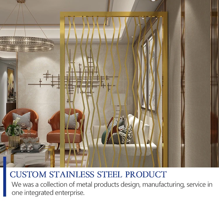 304 high grade luxury gold brushed brass finished room divider room hotel decoration stainless steel divider partition