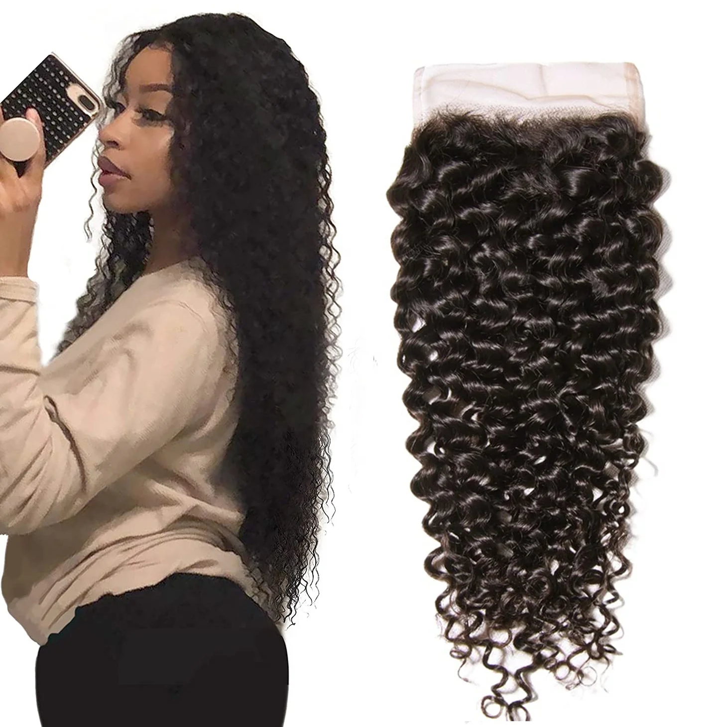 

High Quality Brazilian 10a Grade Virgin Unprocessed Human Hair Closure 4x4 Hd Lace Closure Free Part Jerry Curly Wave Human Hair
