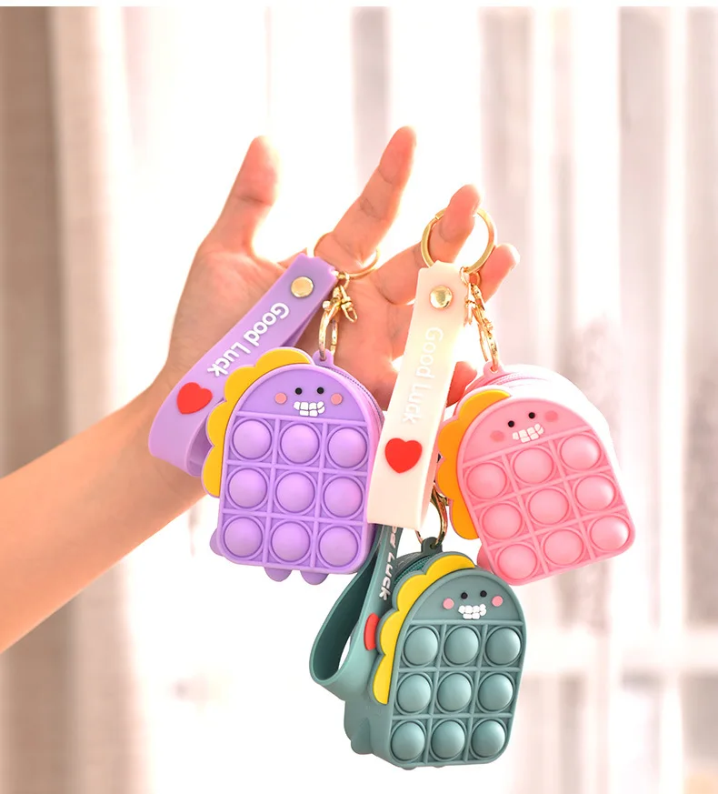 

kids crocodile fidget pop it's coin bag keyring purses and wallets and bags cute silicone crocodile pop it purse with keychain