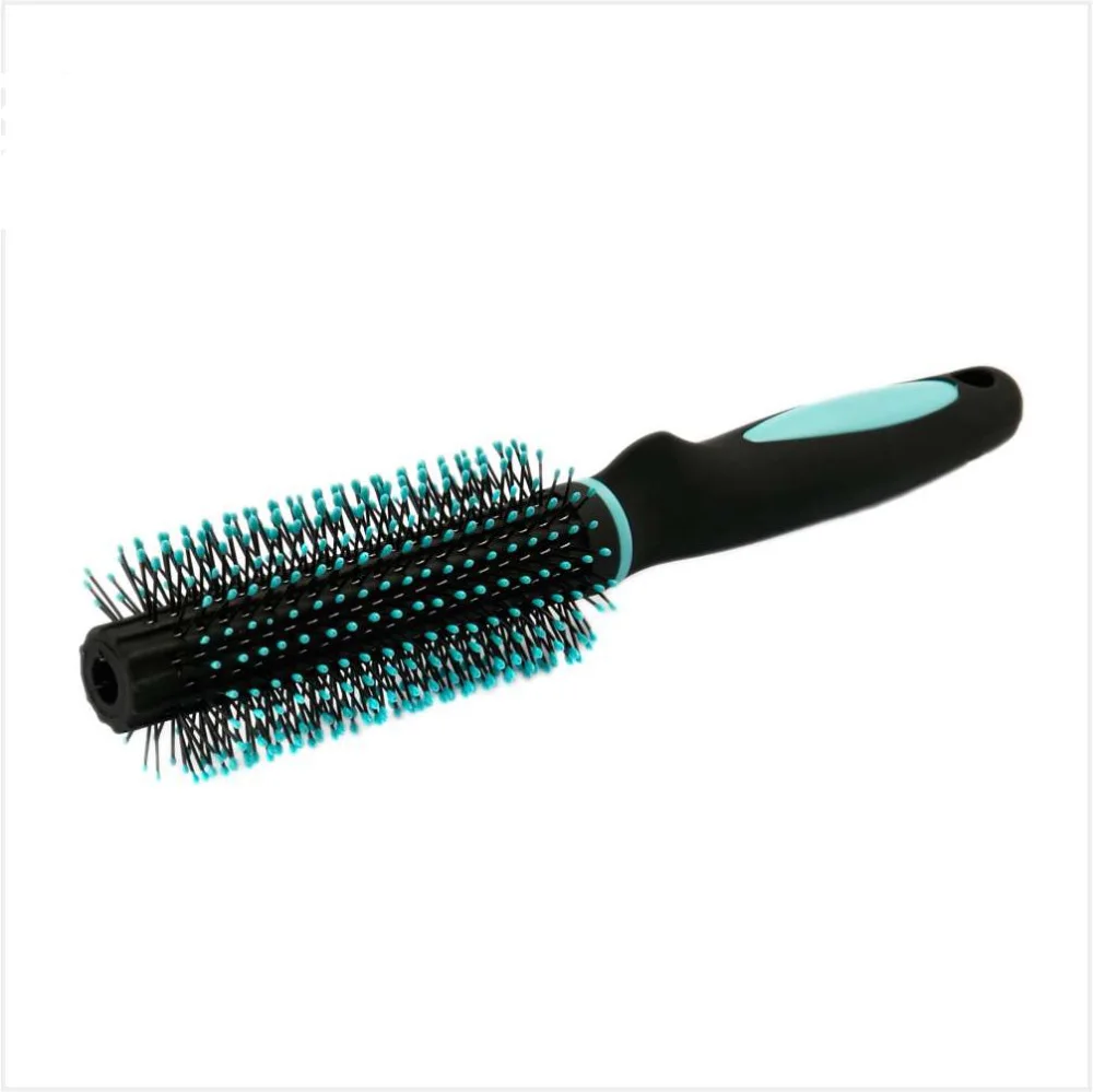 

Hot Sale Professional Boar Bristle Hair Brush Ceramic Comb Ion Cylinder Round Shape Curling Hairstyling Comb, Blue