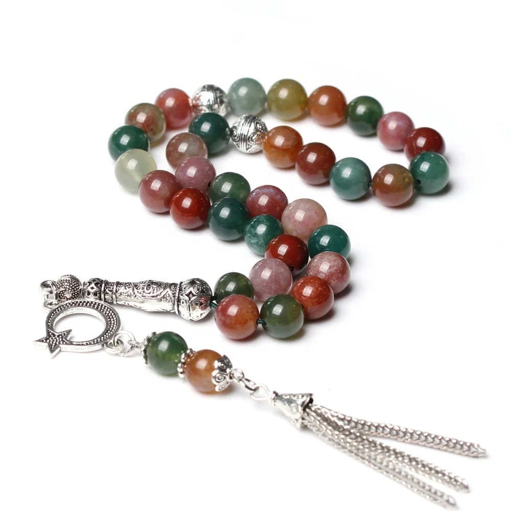 

Gemstone Tasbih Natural india agate stone muslim misbaha 33 rosary bead onyx islamic prayer beads ramadan eid gift