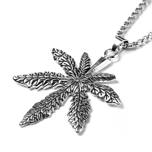 

2021 hemp leaf Necklace For Women Men Leaves Pendants Jewelry hip hop style statement stainless steel chain