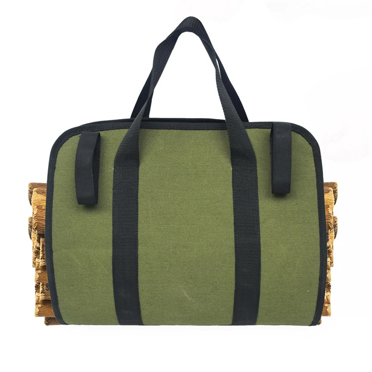 

Fyzlcion Large Capacity Heavy Duty Sturdy Waterproof Canvas Green Log Carrier Tote Bag with Comfortable Handle