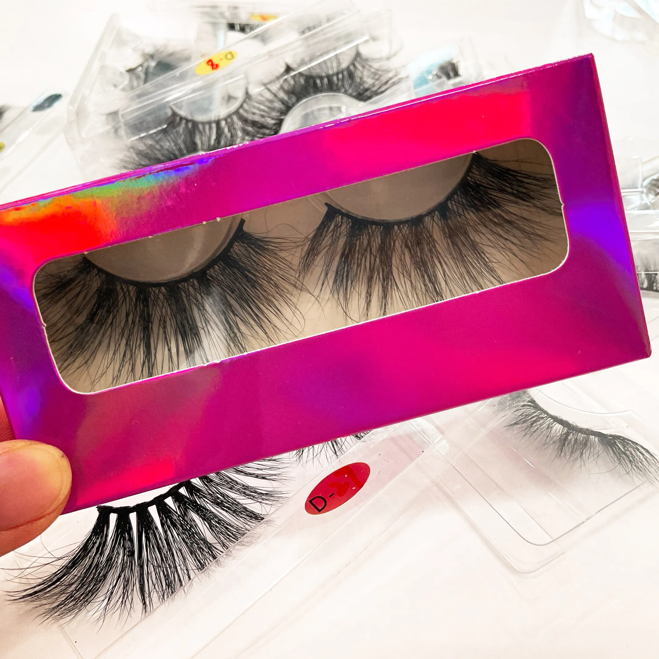 

Private Label Custom Eyelash Packaging 3D Mink Lashes Mink Eyelashes Vendor 25mm Mink Eyelash, Black