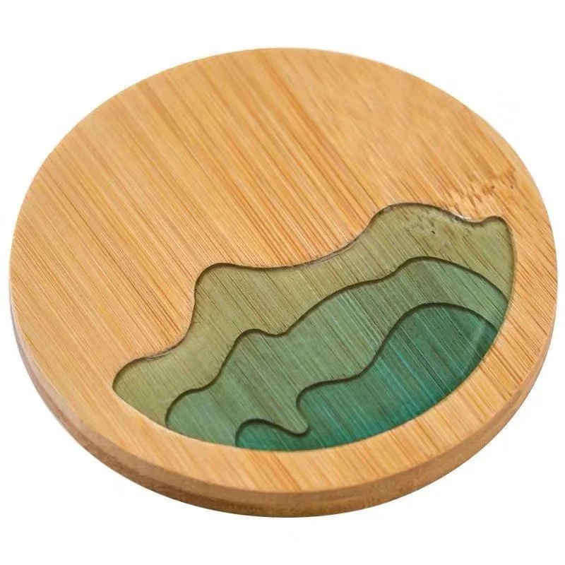 

Eco friendly 100% natural wood bamboo coaster cup mat
