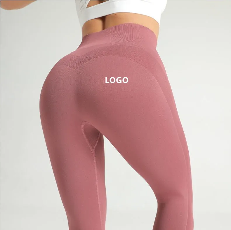 

Newest Women High Waist Elastic Tight Fitting Seamless Yoga Running Quick Drying Hip Lifting Sports Pants, As picture