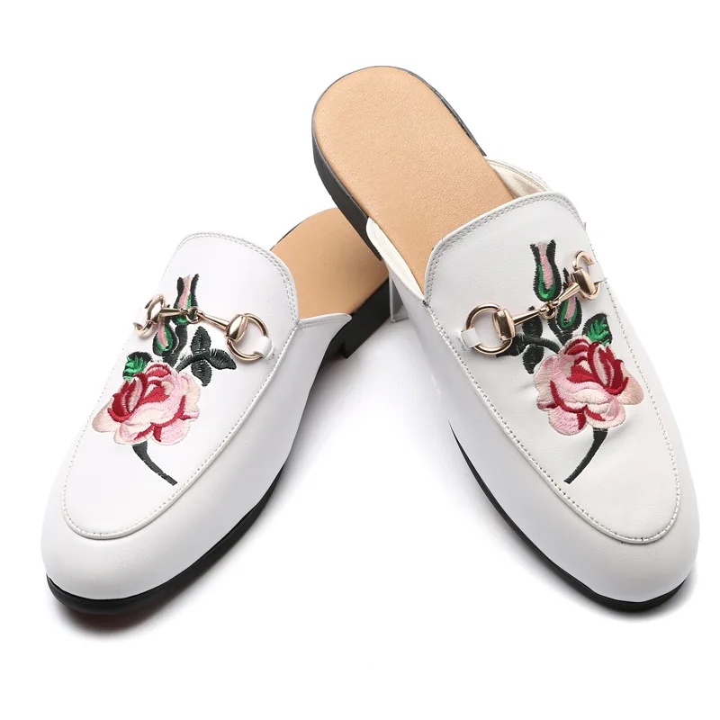 

Summer 2020 Men's Baotou Half Drag Leisure Peony Embroidered Men's Shoes