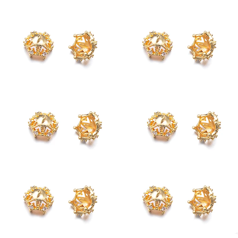 

Rhinestones Decorative Spacer Beads 18k Gold Plated Hollow Flower Bead Caps Brass for Earring Jewelry Making Findings, 18k real gold plated