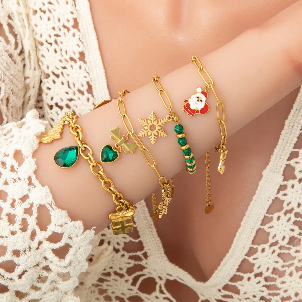 Fashion Stainless Steel Gold Plated Merry Christmas Charm for Jewelry  Necklace Bracelet Christmas Gift Accessories