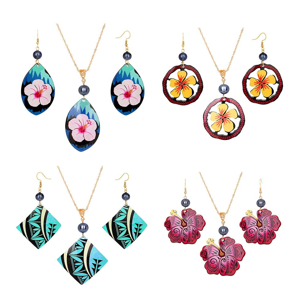 

Holiday Earrings Drop Accessories Hawaiian Jewelry Sets Cring Coco Fashion Dangling Flower Acrylic for Women Gifts 2 Sets CN;ZHE, Picture shows