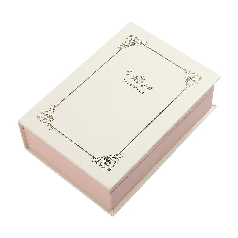 

Wholesale Custom Logo Book Shaped PU Leather Jewelry Organizer for Bracelet Earring Ring Necklace Jewellery Box Girl Women Gift, Beige/green