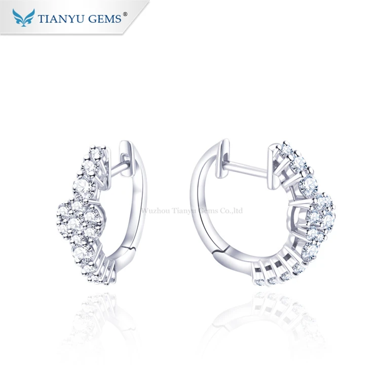 

Tianyu gems fashion gold hoop earrings solid white gold moissanite diamonds earring