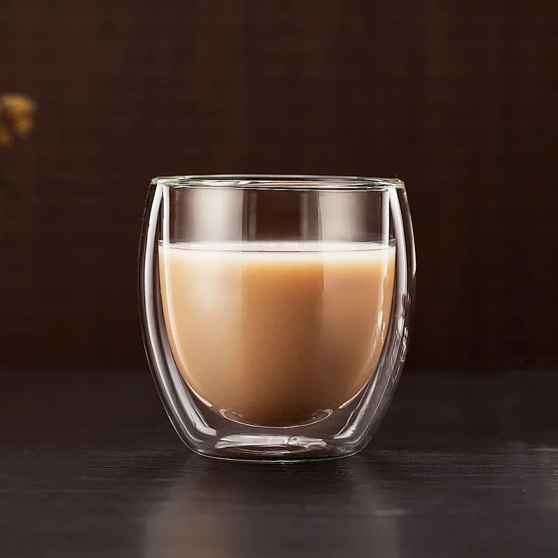 

New design Double glass cup 80ml Christmas cup glass cup color drinkware, Clear