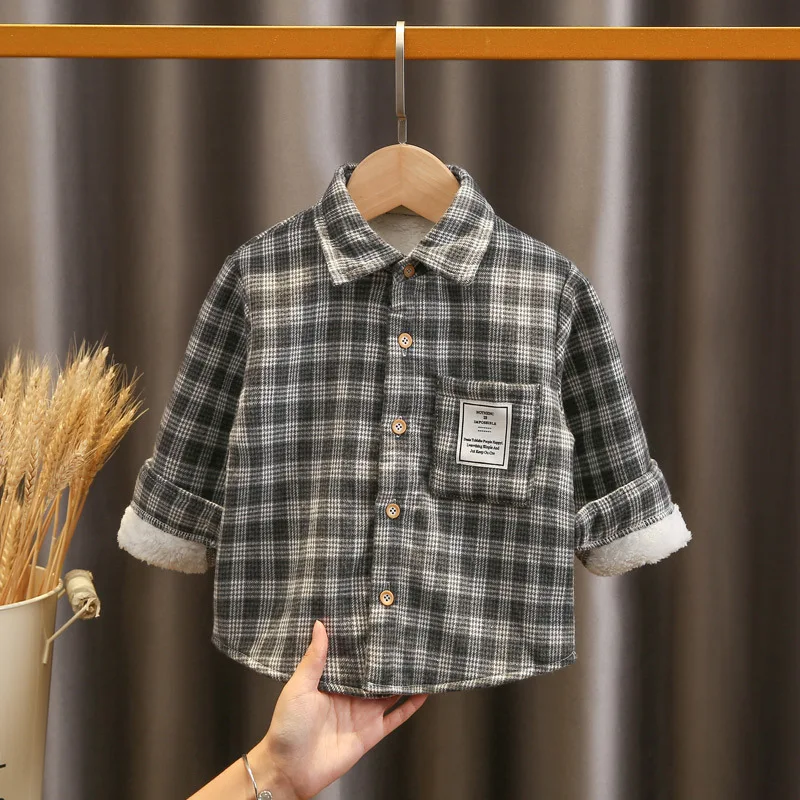 

High quality kids clothing toddler baby boy clothes plaid long sleeve turn-down collar shirt for kids