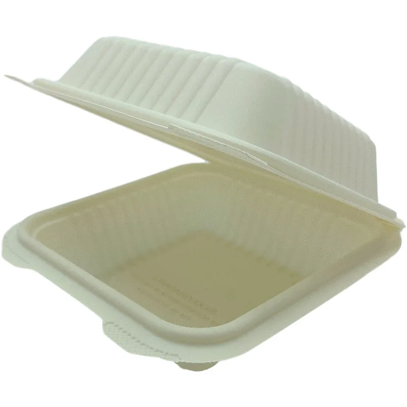 

Sugarcane Bagasse Clamshell Food Container Box, Customized color