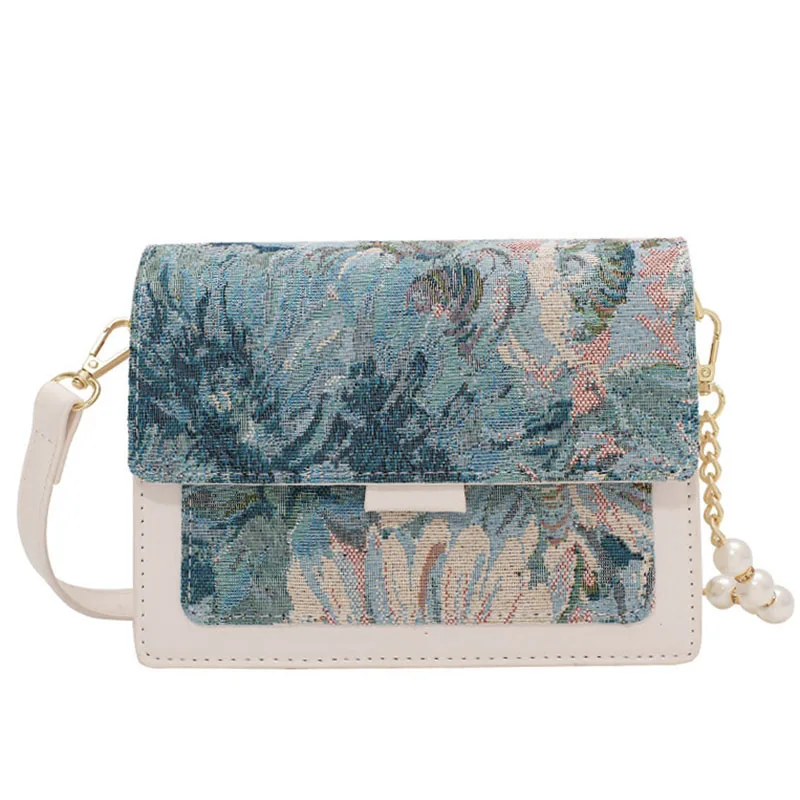 

Cross-border New Beaded Chain Bag Fashionable Cross-body Underarm Bag New Trend And Creative Oil Painting Texture Shoulder Bag