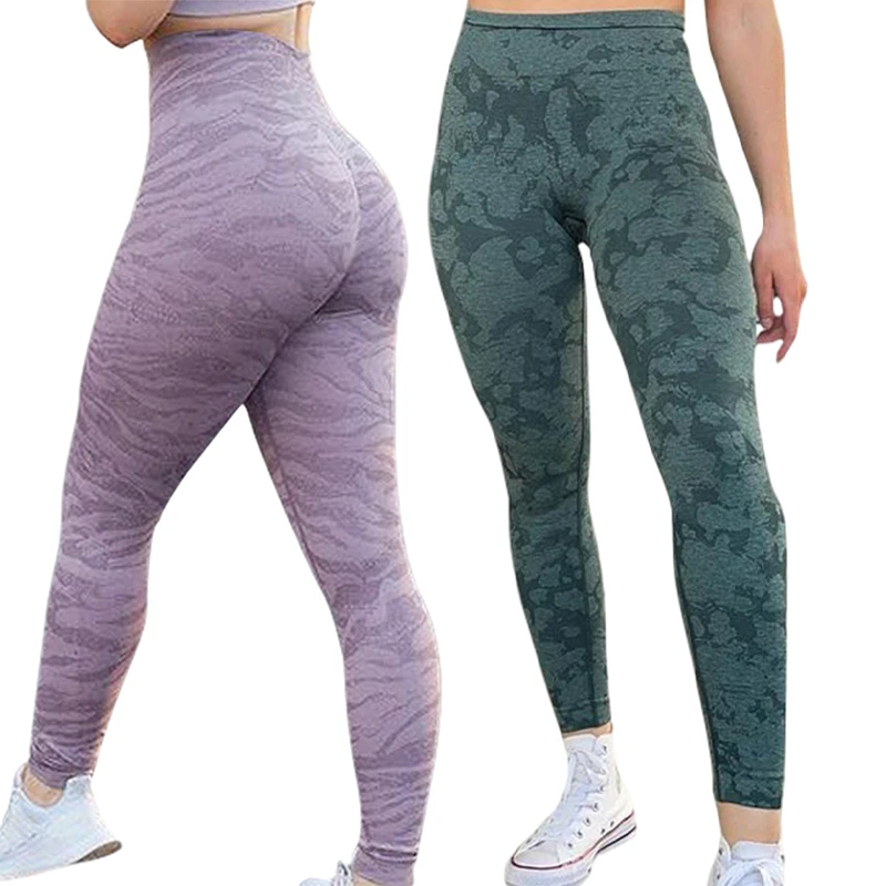 

Ladies Four Way Stretchy Tiger Pattern / Camouflage Printing Sports Pants Customized Yoga Workout Seamless Leggings