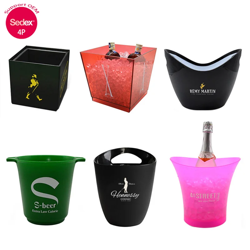 

Cheap customized various plastic ps pp light led ice bucket