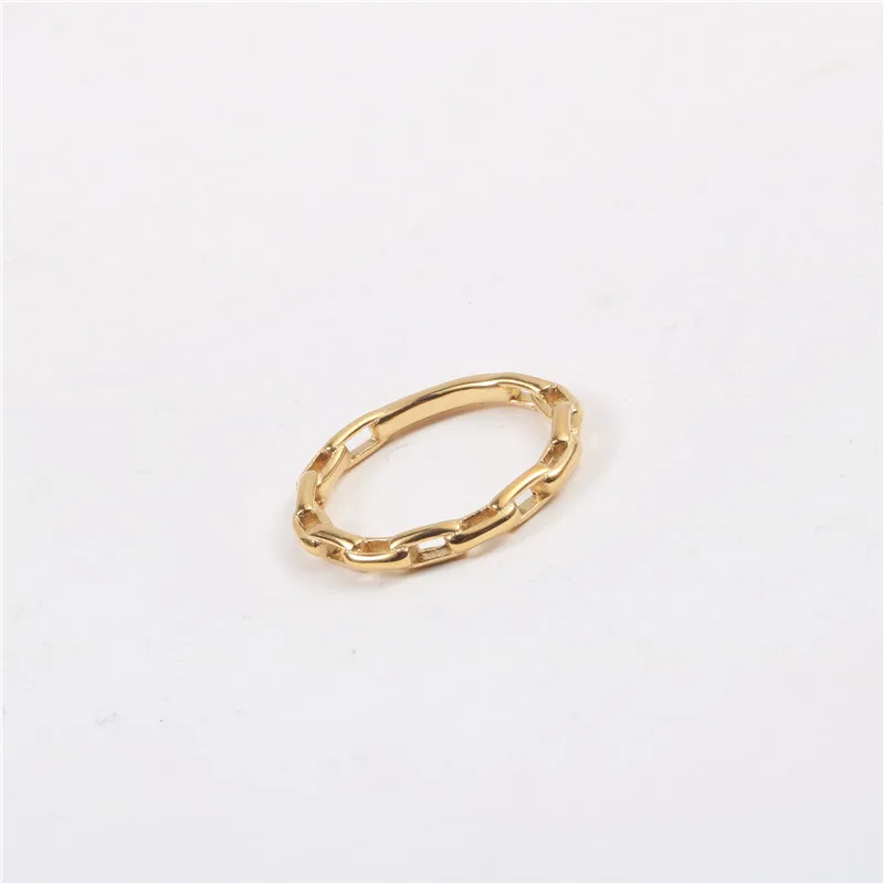 

High End Tarnish Free & Waterproof PVD Gold Plated Link Chain Stainless Steel Rings for Women