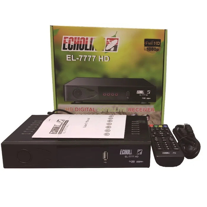 

China price DVB-S2 receptor HD echolink digital satellite receiver powervu biss key cccam, Black