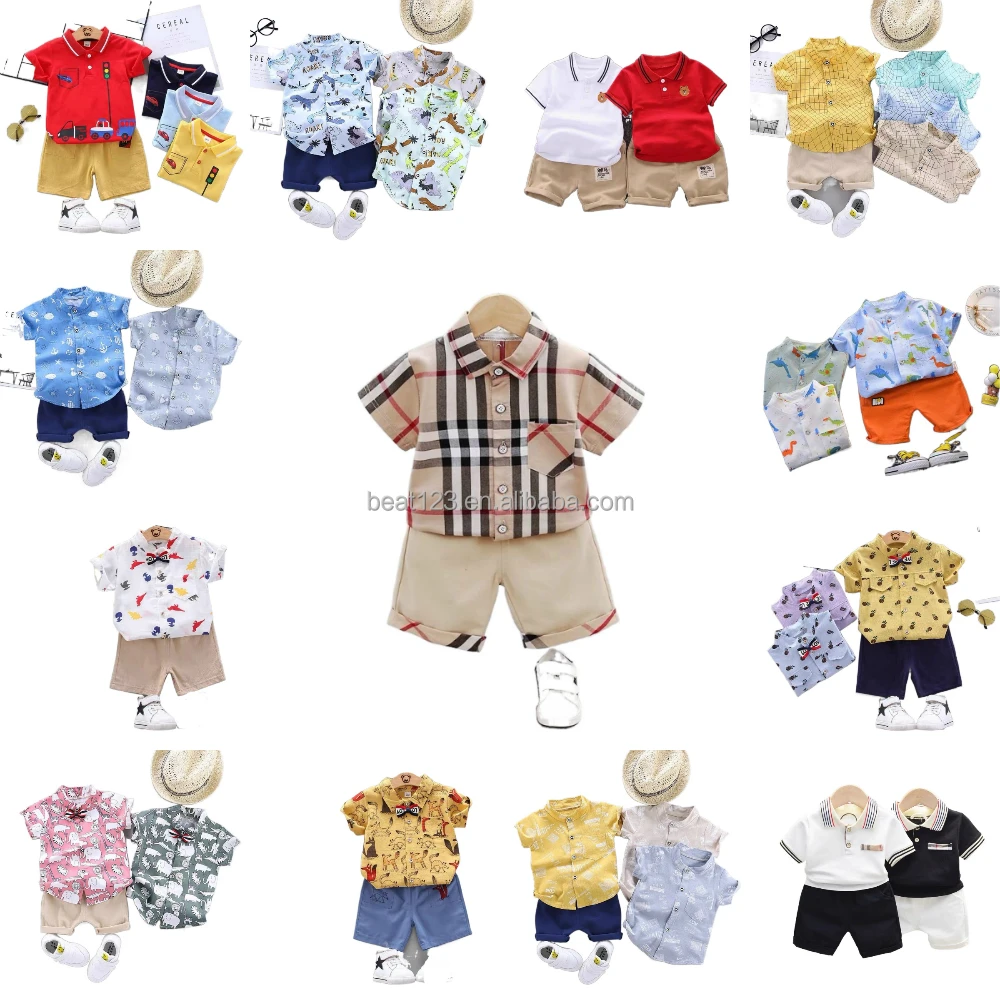 

2022 Boy Clothing Sets Summer Toddler Kids Boys Clothes Suit Print Shirt + Shorts Outfits Sets Child Clothing