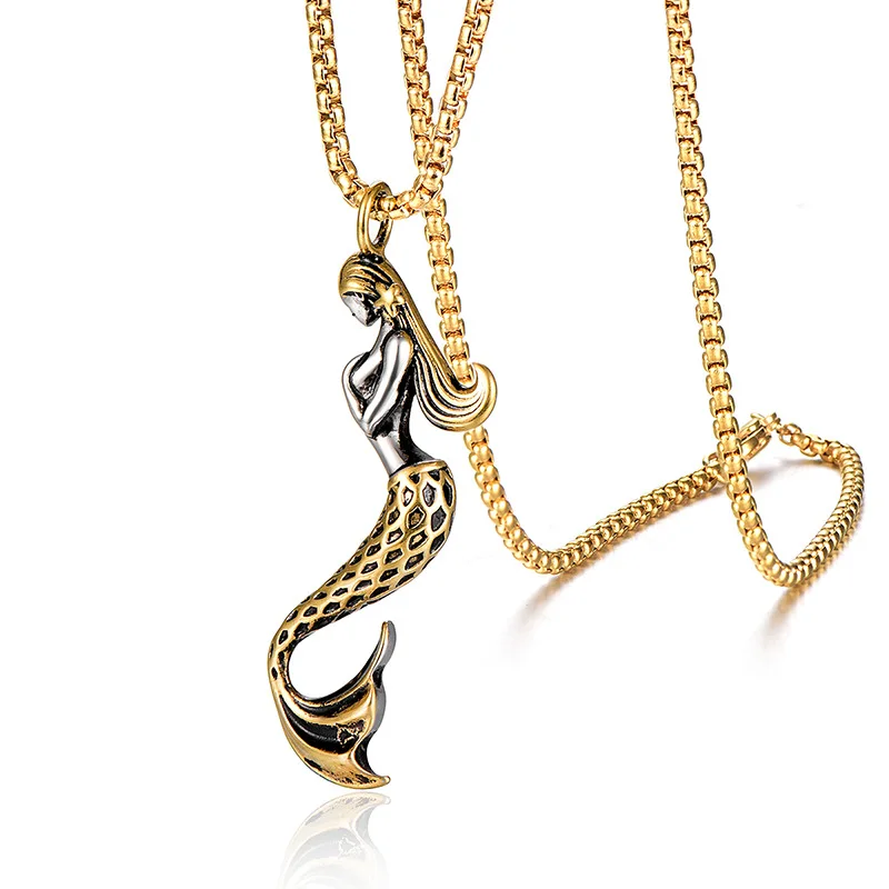 

Hip hip mermaid jewelry stainless steel mermaid pendant necklace