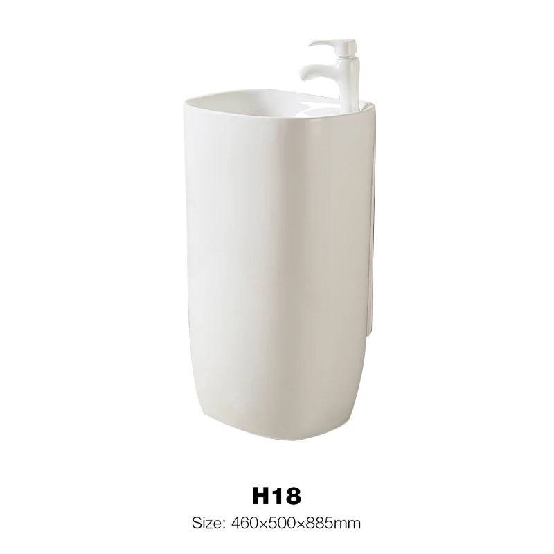 Bright White Color Design Floor Standing Hand Washing Basin H18