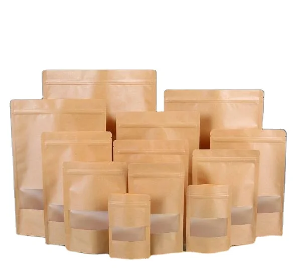 

Matte Clear Window Craft Flat Bottom Zip lock Stand up Pouches/Coffee Food Packaging/Kraft Paper Packing Bags