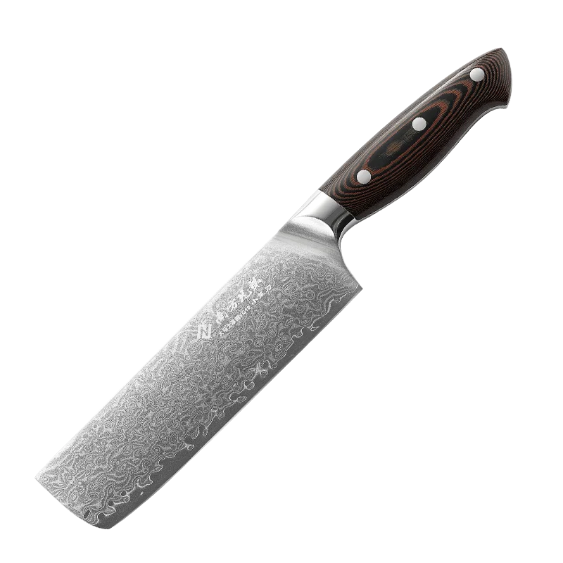 

8 inch D3107E Damascus Nakiri Chef kitchen Knife with Wooden Micarta Handle