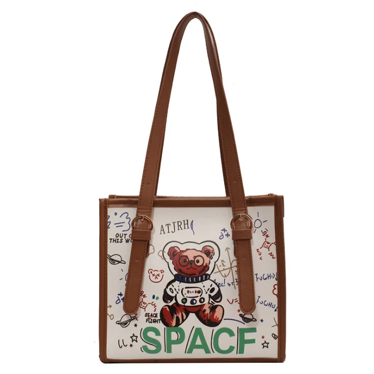 

Large Capacity Cartoon Pattern Single Shoulder Bag 2021 New Korean Fashion Monogram Handbag For Women, As photo show