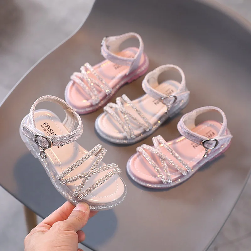 

Comfortable Summer Beach Baby Sandals Girls Soft Bottom Rhinestone Fashion Little Princess Shoes For Girls